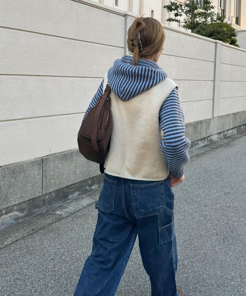 CANAL JEAN（キャナルジーン）の「diggity　リバーシブルムートンベスト（ベスト・レディース・ブラウン/クリーム・ONE SIZE）」の10枚目の写真
