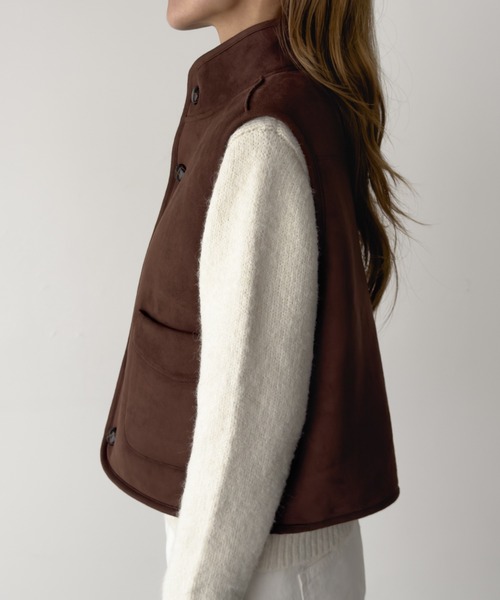CANAL JEAN（キャナルジーン）の「diggity　リバーシブルムートンベスト（ベスト・レディース・ブラウン/クリーム・ONE SIZE）」の15枚目の写真