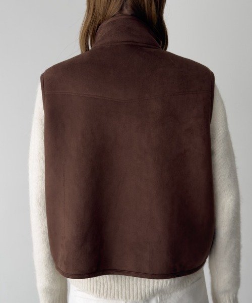 CANAL JEAN（キャナルジーン）の「diggity　リバーシブルムートンベスト（ベスト・レディース・ブラウン/クリーム・ONE SIZE）」の16枚目の写真