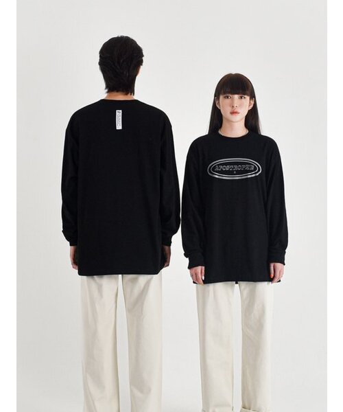 APOSTROPHE COMMA(アポストロフィコンマ)の「センターサークルロゴ長袖Tシャツ(ブラック-グレー)(Tシャツ/カットソー・レディース・その他・MEDIUM/SMALL/X-LARGE/LARGE)」の1枚目の写真