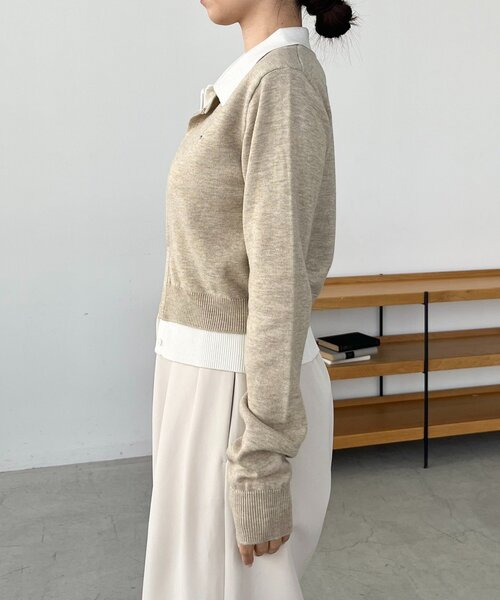 CAPRICIEUX LE'MAGE（カプリシューレマージュ）の「レイヤードポロニットカーディガン（カーディガン/ボレロ・レディース・ベージュ/チャコールグレー/ブラウン・FREE）」の10枚目の写真