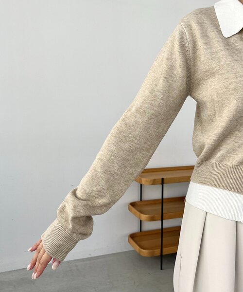 CAPRICIEUX LE'MAGE（カプリシューレマージュ）の「レイヤードポロニットカーディガン（カーディガン/ボレロ・レディース・ベージュ/チャコールグレー/ブラウン・FREE）」の13枚目の写真