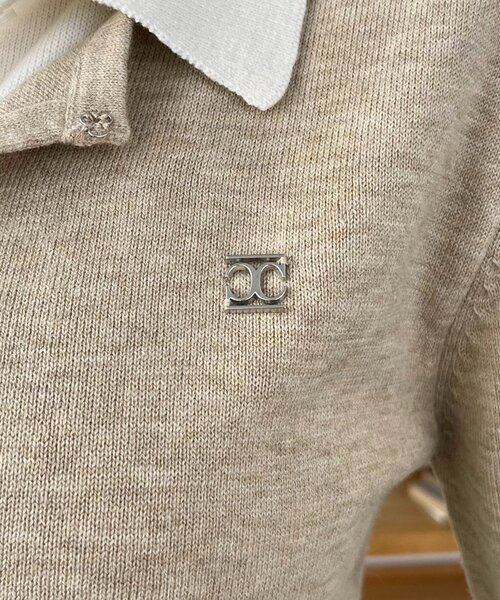 CAPRICIEUX LE'MAGE（カプリシューレマージュ）の「レイヤードポロニットカーディガン（カーディガン/ボレロ・レディース・ベージュ/チャコールグレー/ブラウン・FREE）」の15枚目の写真