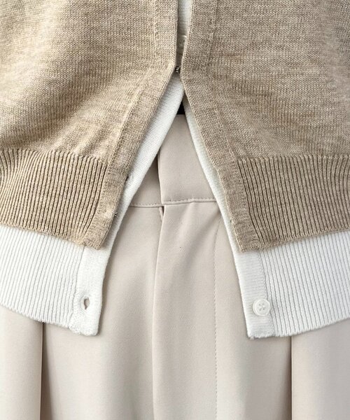 CAPRICIEUX LE'MAGE（カプリシューレマージュ）の「レイヤードポロニットカーディガン（カーディガン/ボレロ・レディース・ベージュ/チャコールグレー/ブラウン・FREE）」の16枚目の写真