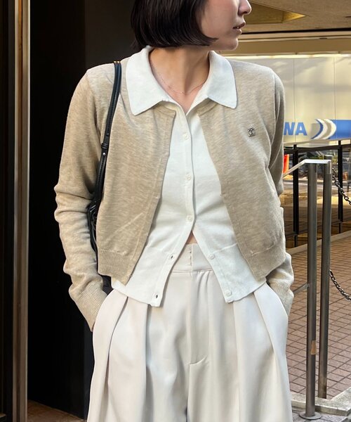 レイヤードポロニットカーディガン（カーディガン/ボレロ