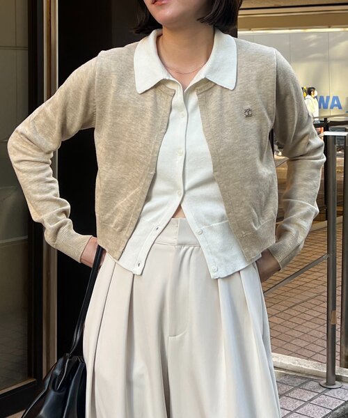 レイヤードポロニットカーディガン（カーディガン/ボレロ