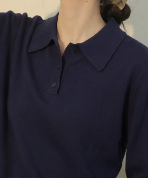 cammie(キャミー)の「ポロカラートップス(ニット/セーター・レディース・ネイビー/アイボリー/グレー・M/L)」の12枚目の写真