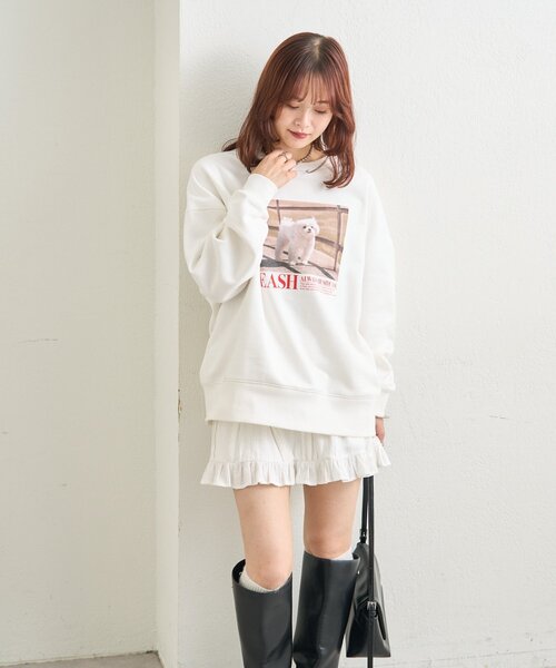 mystic(ミスティック)の「プリントスウェット(Tシャツ/カットソー・レディース・オフホワイト/グレー・FREE)」の5枚目の写真