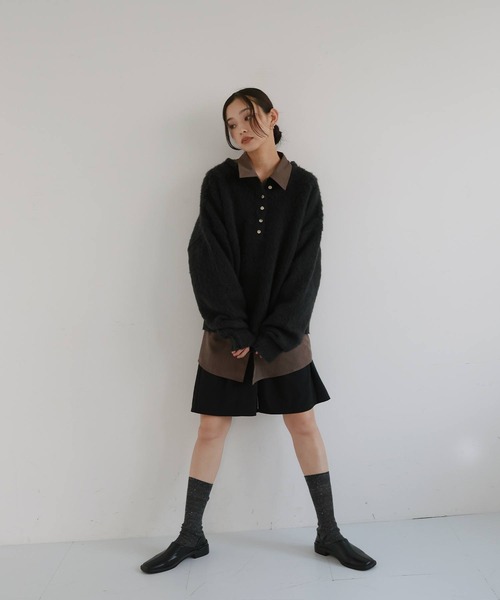 hellam(へラム)の「ヘンリーネックシャギーニット(ニット/セーター・レディース・ブラック/アイボリー/ピンク/グレー・FREE)」の17枚目の写真
