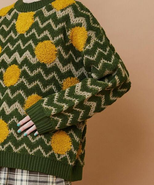 FRAPBOIS（フラボア）の「ウェーブドット プルオーバー（ニット/セーター・レディース・カーキ/グレー・2/1）」の5枚目の写真