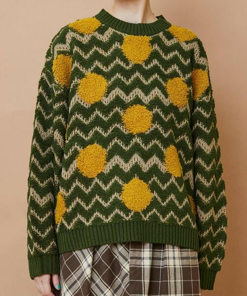 FRAPBOIS（フラボア）の「ウェーブドット プルオーバー（ニット/セーター・レディース・カーキ/グレー・2/1）」の6枚目の写真