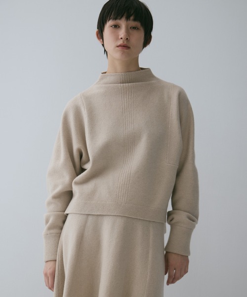 WRAPINKNOT（ラッピンノット）の「【WRAPINKNOT/ラッピンノット】《STUDIOUS別注》 CASHMERE BOAT NECK KNIT/カシミアボートネックニット（ニット/セーター・レディース・ダークネイビー/アイボリー/ワイン・0）」の2枚目の写真