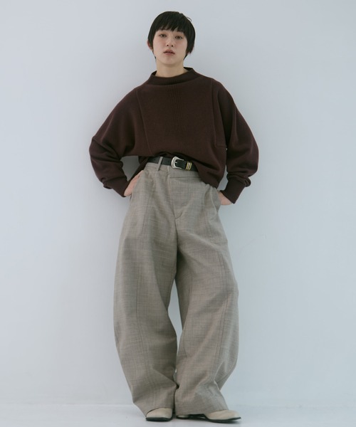 WRAPINKNOT（ラッピンノット）の「【WRAPINKNOT/ラッピンノット】《STUDIOUS別注》 CASHMERE BOAT NECK KNIT/カシミアボートネックニット（ニット/セーター・レディース・ダークネイビー/アイボリー/ワイン・0）」の7枚目の写真