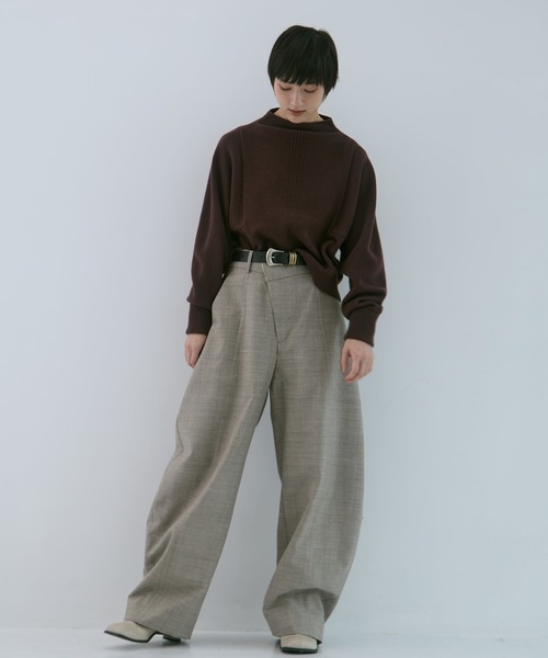 WRAPINKNOT（ラッピンノット）の「【WRAPINKNOT/ラッピンノット】《STUDIOUS別注》 CASHMERE BOAT NECK KNIT/カシミアボートネックニット（ニット/セーター・レディース・ダークネイビー/アイボリー/ワイン・0）」の10枚目の写真