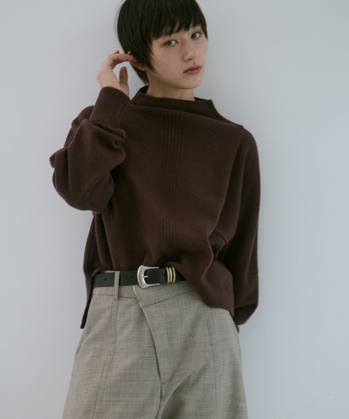 WRAPINKNOT（ラッピンノット）の「【WRAPINKNOT/ラッピンノット】《STUDIOUS別注》 CASHMERE BOAT NECK KNIT/カシミアボートネックニット（ニット/セーター・レディース・ダークネイビー/アイボリー/ワイン・0）」の13枚目の写真