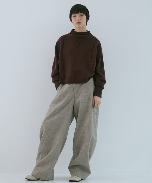 WRAPINKNOT（ラッピンノット）の「【WRAPINKNOT/ラッピンノット】《STUDIOUS別注》 CASHMERE BOAT NECK KNIT/カシミアボートネックニット（ニット/セーター・レディース・ダークネイビー/アイボリー/ワイン・0）」の8枚目の写真