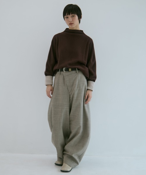 WRAPINKNOT（ラッピンノット）の「【WRAPINKNOT/ラッピンノット】《STUDIOUS別注》 CASHMERE BOAT NECK KNIT/カシミアボートネックニット（ニット/セーター・レディース・ダークネイビー/アイボリー/ワイン・0）」の9枚目の写真