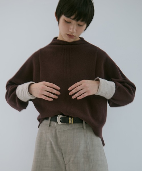 WRAPINKNOT（ラッピンノット）の「【WRAPINKNOT/ラッピンノット】《STUDIOUS別注》 CASHMERE BOAT NECK KNIT/カシミアボートネックニット（ニット/セーター・レディース・ダークネイビー/アイボリー/ワイン・0）」の15枚目の写真