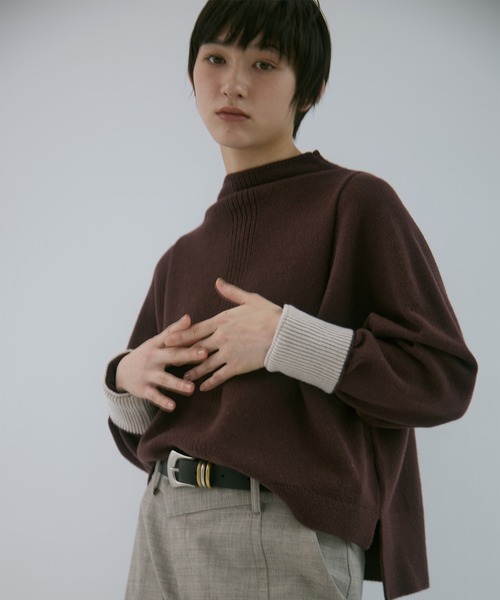 WRAPINKNOT（ラッピンノット）の「【WRAPINKNOT/ラッピンノット】《STUDIOUS別注》 CASHMERE BOAT NECK KNIT/カシミアボートネックニット（ニット/セーター・レディース・ダークネイビー/アイボリー/ワイン・0）」の16枚目の写真