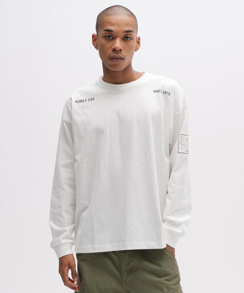 AVIREX(アヴィレックス)の「《WEB&DEPOT限定》STENCIL L/S T-SHIRT(Tシャツ/カットソー・メンズ・ホワイト/ブラック/オリーブ系・L/M/XL/2XL)」の2枚目の写真