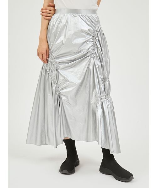 emmi(エミ)の「ギャザーディテールボリュームスカート(スカート・レディース・アイボリー/ブラック/シルバー・0/1)」の4枚目の写真