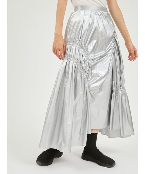 emmi(エミ)の「ギャザーディテールボリュームスカート(スカート・レディース・アイボリー/ブラック/シルバー・0/1)」の12枚目の写真