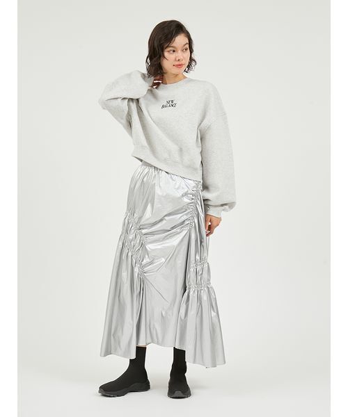 emmi(エミ)の「ギャザーディテールボリュームスカート(スカート・レディース・アイボリー/ブラック/シルバー・0/1)」の15枚目の写真