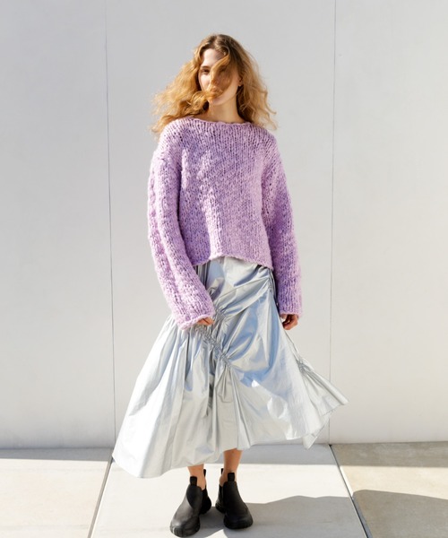 emmi(エミ)の「ギャザーディテールボリュームスカート(スカート・レディース・アイボリー/ブラック/シルバー・0/1)」の3枚目の写真