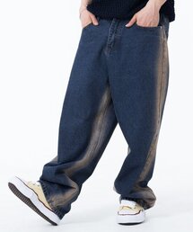CONTROBANAL3（コントロバナレー）の「Seamline washed wide denim pants [purple blue]（デニムパンツ）」