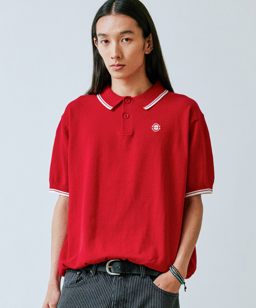 KND(ケイエヌディ)の「スカル刺繍カラー ニット レッド(ポロシャツ・メンズ・その他・1(M)/2(L))」の3枚目の写真