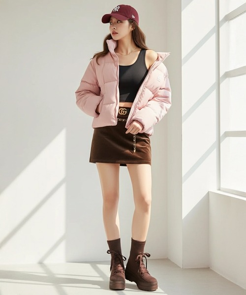 MLB Korea(エムエルビーコリア)の「【MLB KOREA/エムエルビーコリア】Basic Curve Padding Down JKT/ ベーシック カーブ パディング ダウンジャケット(ダウンジャケット/コート・メンズ・クリーム/ブラック/ライトピンク・S/M)」の13枚目の写真
