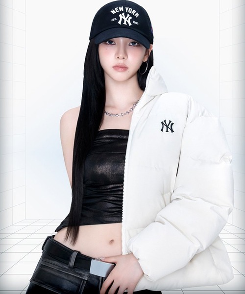 MLB Korea(エムエルビーコリア)の「【MLB KOREA/エムエルビーコリア】Basic Curve Padding Down JKT/ ベーシック カーブ パディング ダウンジャケット(ダウンジャケット/コート・メンズ・クリーム/ブラック/ライトピンク・S/M)」の4枚目の写真
