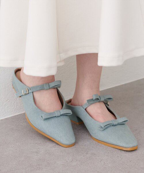 natural couture（ナチュラルクチュール）の「ダブルリボンミュール（その他シューズ・レディース・サックスブルー/ブラック/ベージュ・LARGE/MEDIUM）」の10枚目の写真