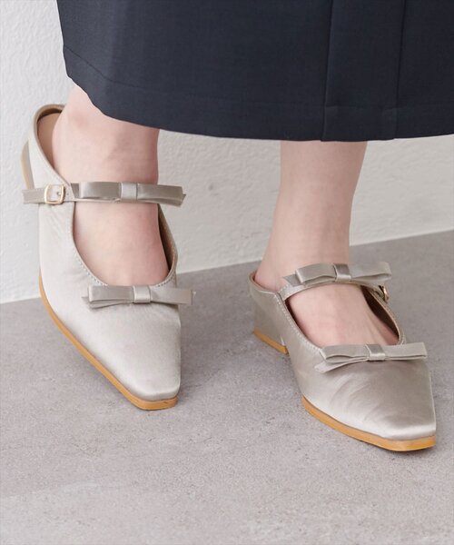 natural couture（ナチュラルクチュール）の「ダブルリボンミュール（その他シューズ・レディース・サックスブルー/ブラック/ベージュ・LARGE/MEDIUM）」の12枚目の写真