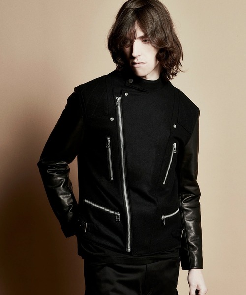 roarguns(ロアーガンズ)の「S100 MELTON COW LEATHER RIDERS JACKET(ライダースジャケット・メンズ・ブラック・2)」の2枚目の写真