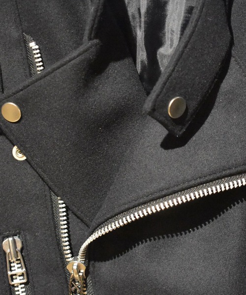 roarguns(ロアーガンズ)の「S100 MELTON COW LEATHER RIDERS JACKET(ライダースジャケット・メンズ・ブラック・2)」の4枚目の写真