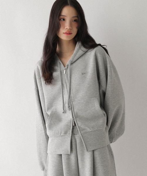 Heather(ヘザー)の「ダブルZIP BIGフーディ 642181(パーカー・レディース・ピンク/スミクロ/オートミール/グレー・FREE)」の2枚目の写真