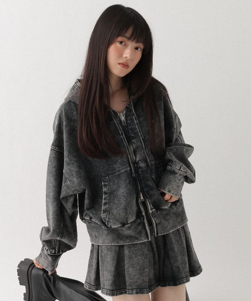 Heather(ヘザー)の「ダブルZIP BIGフーディ 642181(パーカー・レディース・ピンク/スミクロ/オートミール/グレー・FREE)」の1枚目の写真