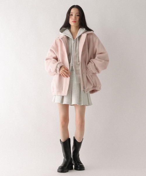 Heather(ヘザー)の「ダブルZIP BIGフーディ 642181(パーカー・レディース・ピンク/スミクロ/オートミール/グレー・FREE)」の7枚目の写真