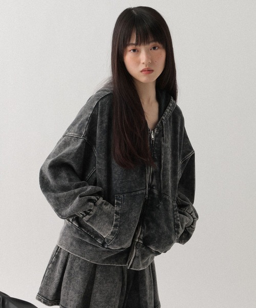 Heather(ヘザー)の「ダブルZIP BIGフーディ 642181(パーカー・レディース・ピンク/スミクロ/オートミール/グレー・FREE)」の18枚目の写真