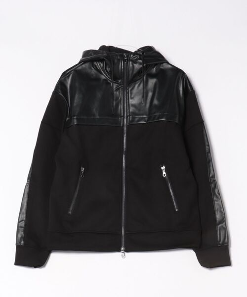 MMMM(エムエムエムエム)の「【SR】【it】【MMMM】スエードポンチ×エコレザー フーデッドブルゾン(パーカー・メンズ・ブラック/グレー・MEDIUM/X-LARGE)」の1枚目の写真