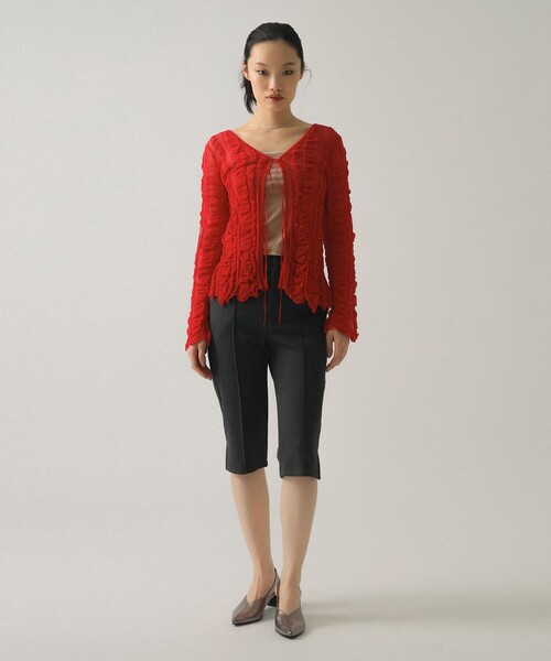 Ray BEAMS（レイビームス）の「メッシュ ストライプ カーディガン（カーディガン/ボレロ・レディース・ブラック/レッド・ONE SIZE）」の14枚目の写真