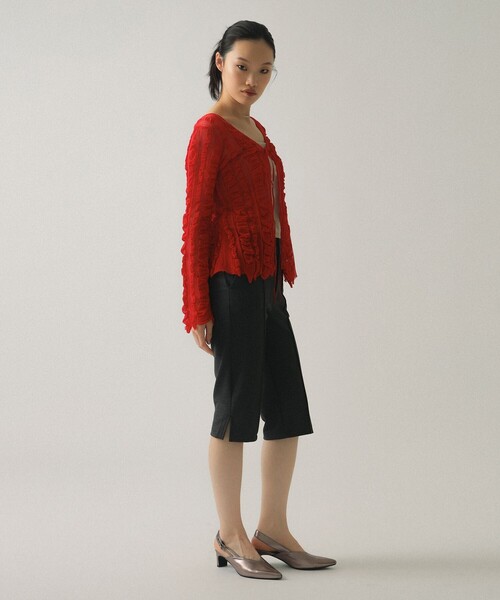 Ray BEAMS（レイビームス）の「メッシュ ストライプ カーディガン（カーディガン/ボレロ・レディース・ブラック/レッド・ONE SIZE）」の13枚目の写真