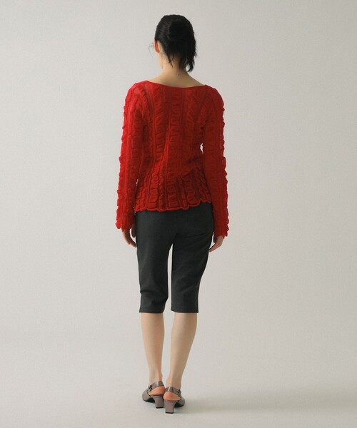 Ray BEAMS（レイビームス）の「メッシュ ストライプ カーディガン（カーディガン/ボレロ・レディース・ブラック/レッド・ONE SIZE）」の12枚目の写真