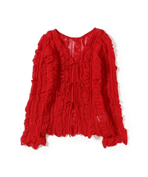 Ray BEAMS（レイビームス）の「メッシュ ストライプ カーディガン（カーディガン/ボレロ・レディース・ブラック/レッド・ONE SIZE）」の17枚目の写真