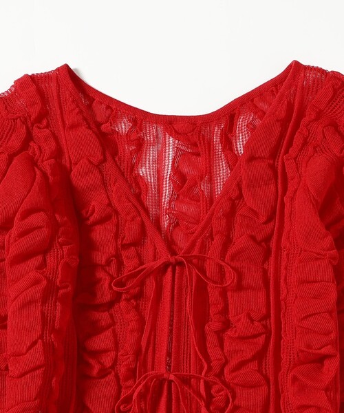 Ray BEAMS（レイビームス）の「メッシュ ストライプ カーディガン（カーディガン/ボレロ・レディース・ブラック/レッド・ONE SIZE）」の16枚目の写真