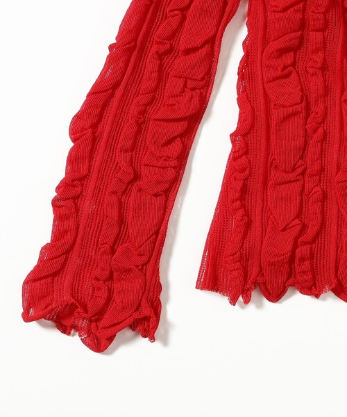 Ray BEAMS（レイビームス）の「メッシュ ストライプ カーディガン（カーディガン/ボレロ・レディース・ブラック/レッド・ONE SIZE）」の15枚目の写真