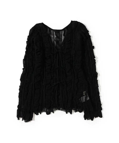 Ray BEAMS（レイビームス）の「メッシュ ストライプ カーディガン（カーディガン/ボレロ・レディース・ブラック/レッド・ONE SIZE）」の21枚目の写真