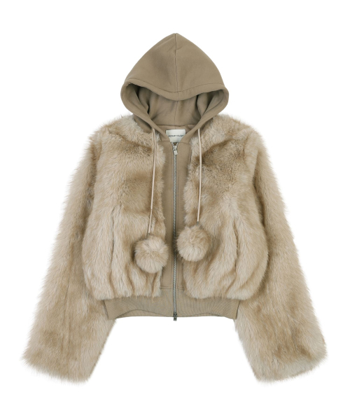ORDINARY HOLIDAY（オーディナリー ホリデー）の「MIXED FUR HOODED JUMPER [BEIGE]（その他アウター・レディース・その他・FREE）」の2枚目の写真