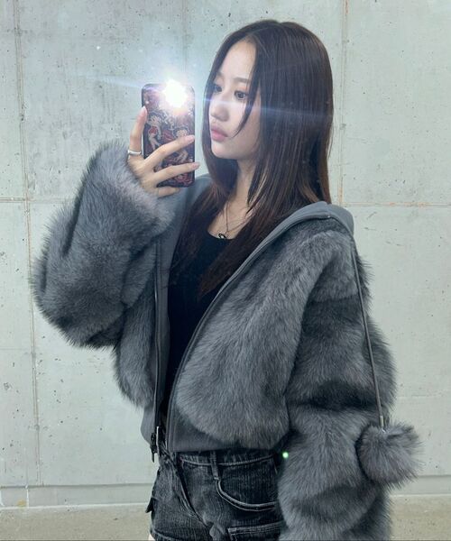 ORDINARY HOLIDAY（オーディナリー ホリデー）の「MIXED FUR HOODED JUMPER [BEIGE]（その他アウター・レディース・その他・FREE）」の5枚目の写真